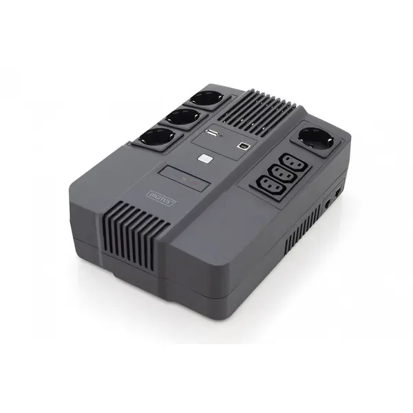 Digitus UPS multifunctional, 800VA/480W, LED 12V/9Ah x1, 4x CEE 7/7, 3x IEC C13, USB, RJ45