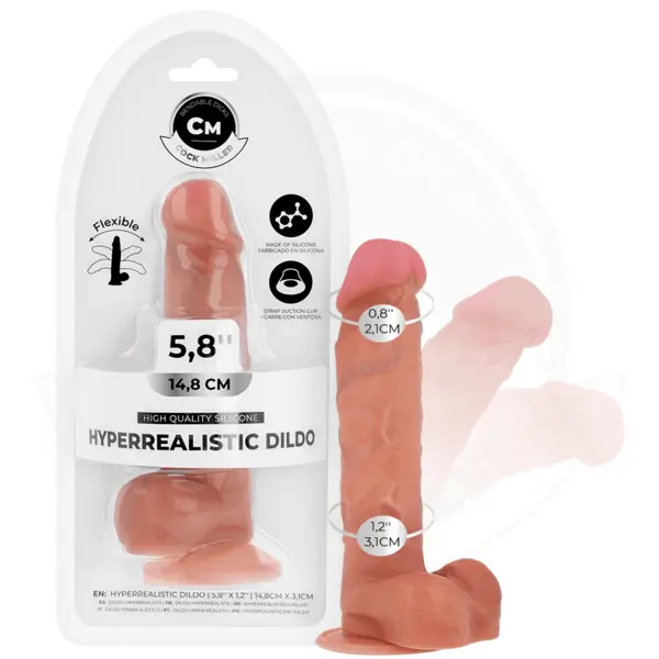 Dildo articulabil COCK MILLER – Hyperrealistic Articulable Dildo, silicon medical, ventuză puternică, 14.8 cm
