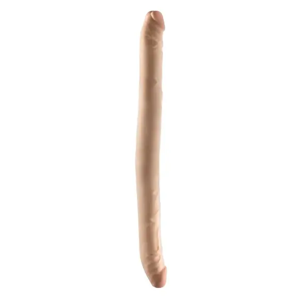 Dildo dublu DR. SKIN+ 16.5 Inch Posable Double Dong, pentru dublă penetrare, senzație realistă ultra-moale, 42 cm, culoarea pielii