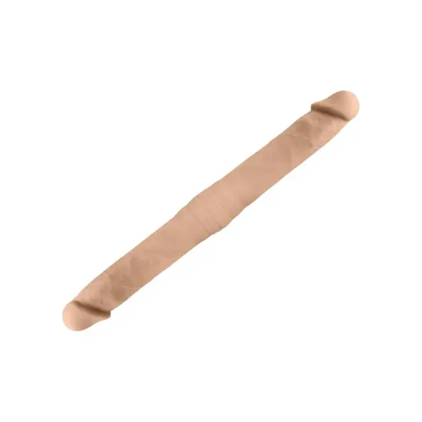 Dildo dublu SILEX-D Double Dong S Size, pentru dublă penetrare, reactiv la căldură, lungime 38.5 cm, culoarea pielii