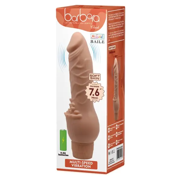 Dildo realist cu vibrații BAILE – Clark Vibrating Soft Skin, textură realistă și vibrații intense, 19.5 cm