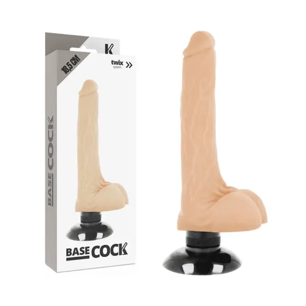 Dildo realist cu vibrații BASECOCK – Realistic Vibrator 2 în 1, extensie pentru penis, ventuză, viteză ajustabilă, 18.5 cm, culoare naturala