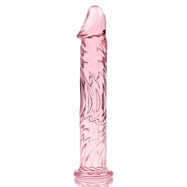 Dildo realist IBIZA Nebula Model 12, din sticlă borosilicată, lungime inserabilă 16 cm, diametru 3.5 cm, roz transparent