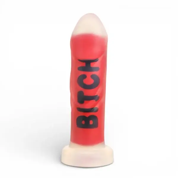 Dildo XR BRANDS Bitch, compatibil cu hamuri strap-on, din silicon premium, culoare roșu, 18.5 cm