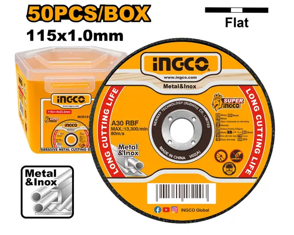 Disc Abraziv Ingco 115x1.0mm 50buc/cutie MCD1011550