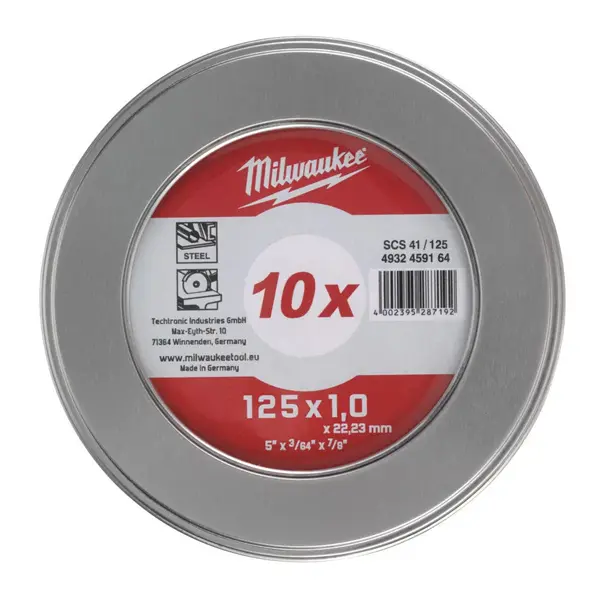 Disc abraziv Milwaukee pentru debitat metal, 125x1.0x22.22, 10 buc, 4932459164
