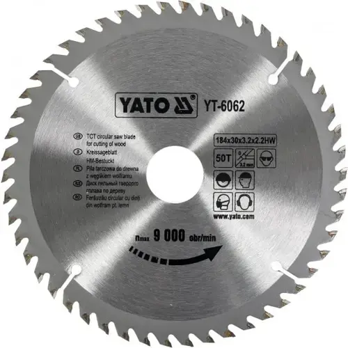 Disc Circular Yato YT-6062,Lemn, 184X30X3.2Mm, 50 Dinti