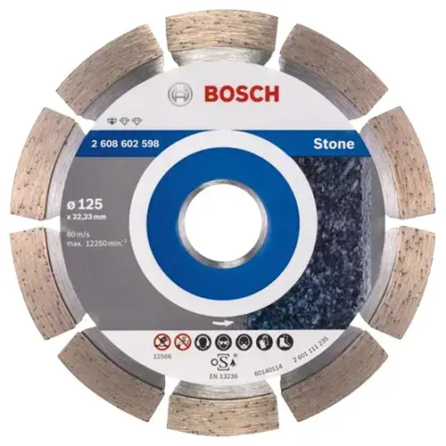 Disc diamantat Bosch Standard pentru piatra, 125 x 22,23 x 1,6 x 10 mm