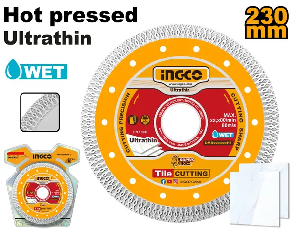 Disc Diamantat Continuu Ultra Subtire 180x1.2mm Industrial INGCO DMD081801HT
