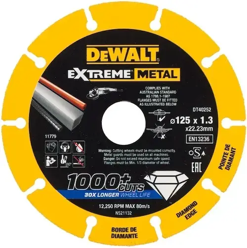 Disc diamantat DeWalt DT40252-QZ, 125 x 22.23 x 1.3 mm (Galben)
