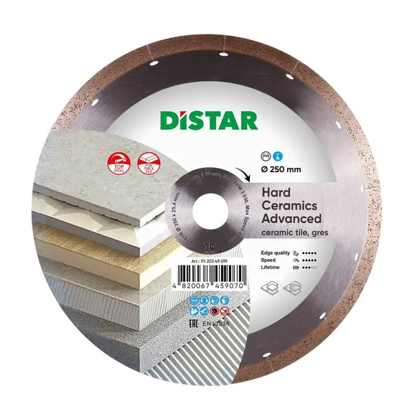 Disc diamantat DiStar HCA pt. Placi ceramice dure, Portelan gros - 250x25.4 (mm) Super Premium - DiStar-11120349019
