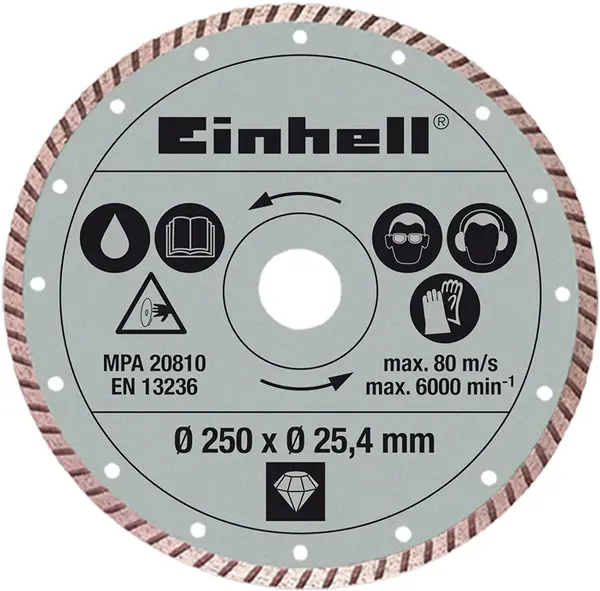 Disc diamantat Einhell - Turbo, 250 x 25.4 mm, pentru RT-SC 570 L