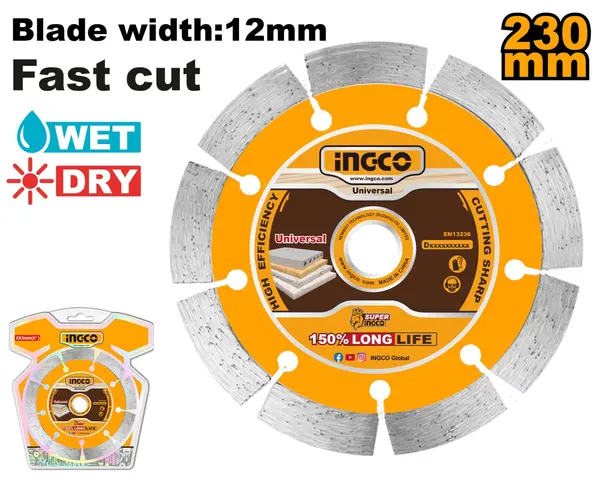 Disc Diamantat Segmentat 115x10mm Industrial INGCO DMD011151