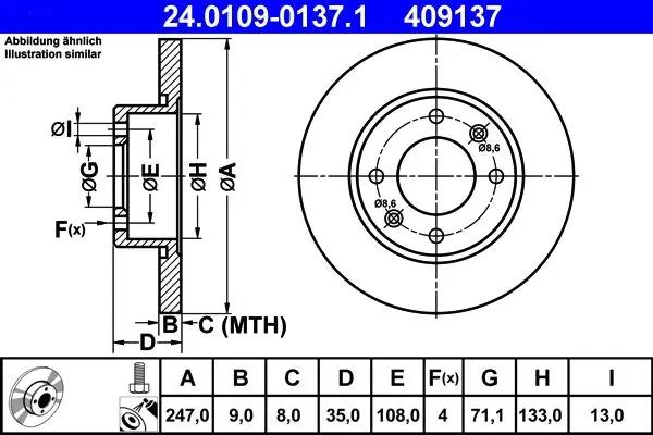 Disc frana ATE 24.0109-0137.1