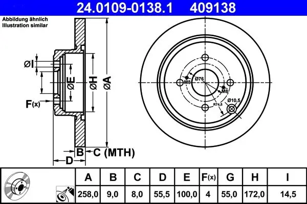 Disc frana ATE 24.0109-0138.1