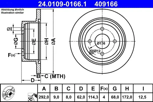 Disc frana ATE 24.0109-0166.1