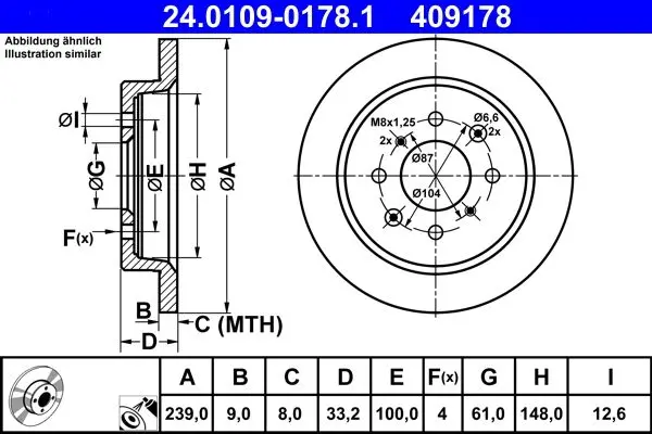 Disc frana ATE 24.0109-0178.1