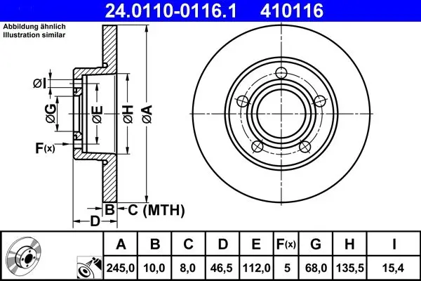 Disc frana ATE 24.0110-0116.1