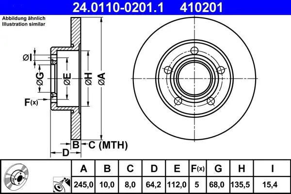 Disc frana ATE 24.0110-0201.1