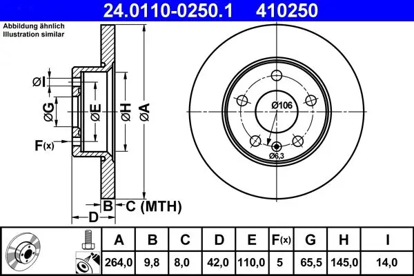 Disc frana ATE 24.0110-0250.1
