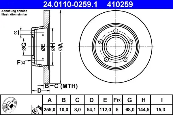 Disc frana ATE 24.0110-0259.1