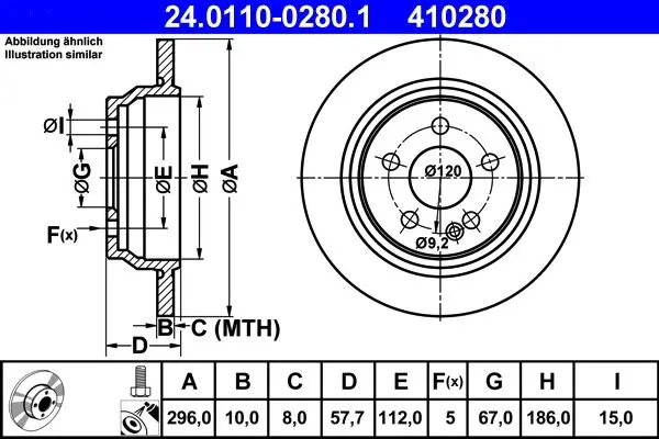 Disc frana ATE 24.0110-0280.1