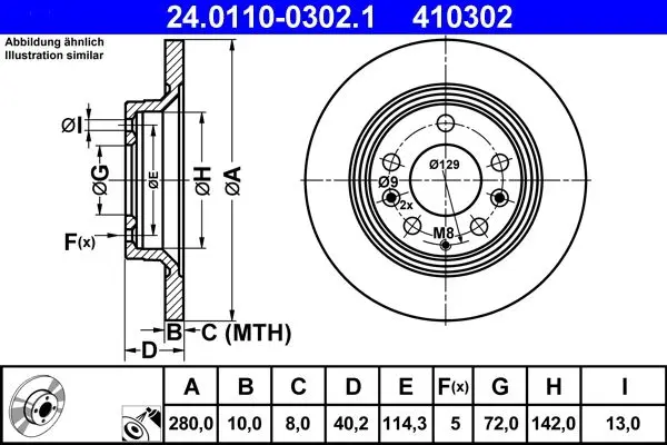 Disc frana ATE 24.0110-0302.1