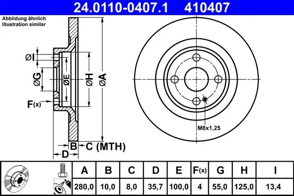 Disc frana ATE 24.0110-0407.1
