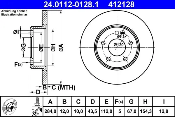 Disc frana ATE 24.0112-0128.1
