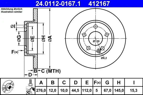 Disc frana ATE 24.0112-0167.1