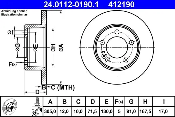 Disc frana ATE 24.0112-0190.1