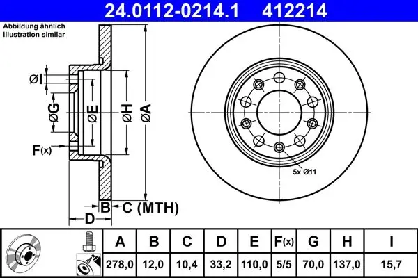 Disc frana ATE 24.0112-0214.1