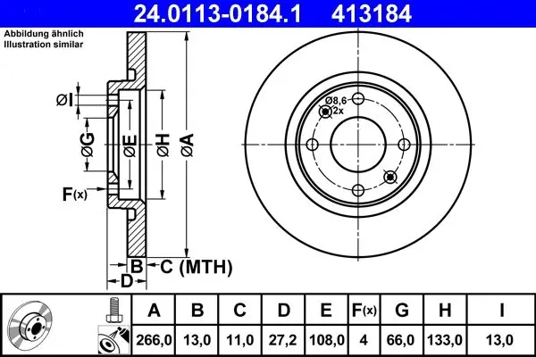 Disc frana ATE 24.0113-0184.1