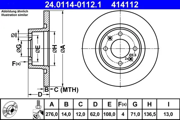 Disc frana ATE 24.0114-0112.1