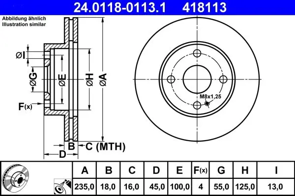 Disc frana ATE 24.0118-0113.1