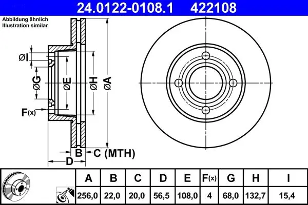Disc frana ATE 24.0122-0108.1