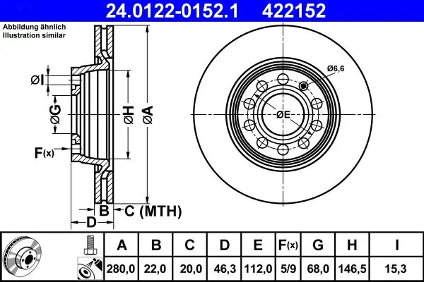 Disc frana ATE 24.0122-0152.1