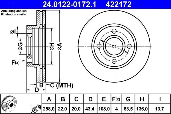 Disc frana ATE 24.0122-0172.1