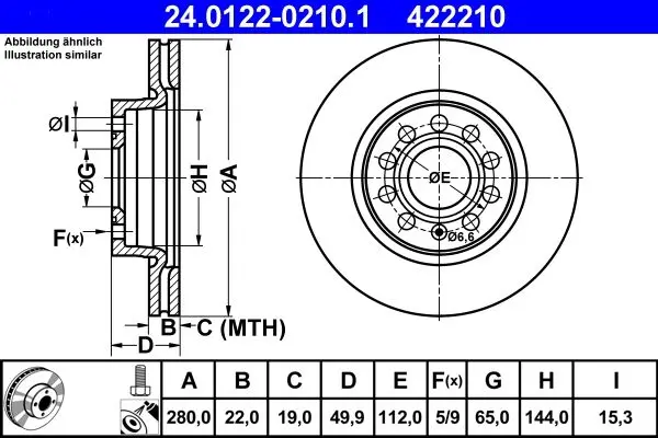 Disc frana ATE 24.0122-0210.1
