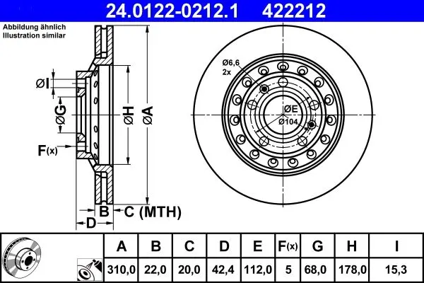 Disc frana ATE 24.0122-0212.1