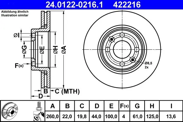 Disc frana ATE 24.0122-0216.1