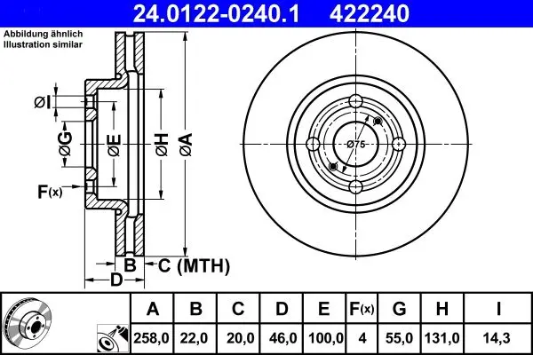 Disc frana ATE 24.0122-0240.1