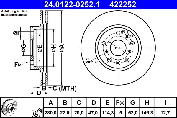 Disc frana ATE 24.0122-0252.1