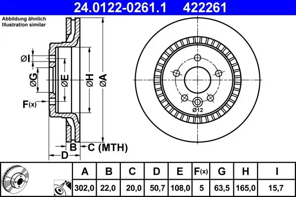 Disc frana ATE 24.0122-0261.1