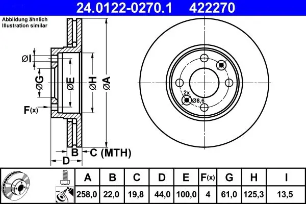 Disc frana ATE 24.0122-0270.1