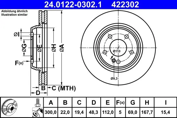 Disc frana ATE 24.0122-0302.1