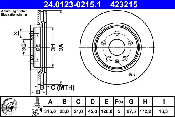 Disc frana ATE 24.0123-0215.1