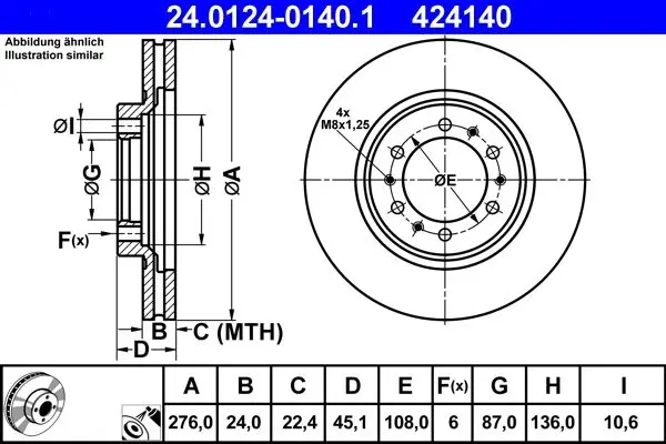 Disc frana ATE 24.0124-0140.1