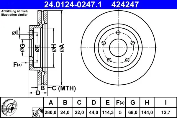 Disc frana ATE 24.0124-0247.1