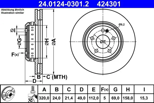 Disc frana ATE 24.0124-0301.2